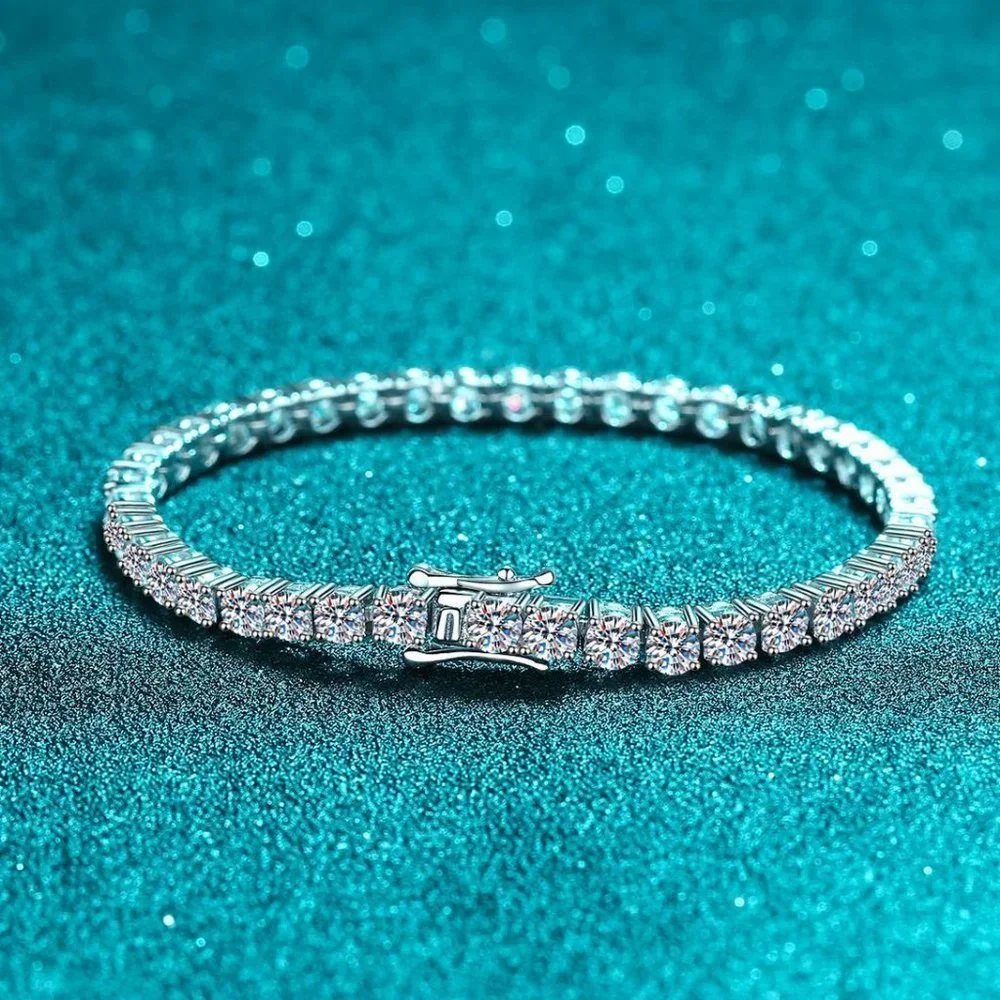 Certified 10.8ct. t.w. Moissanite Diamond Tennis Net Bracelet NEW - Picture 3 of 11